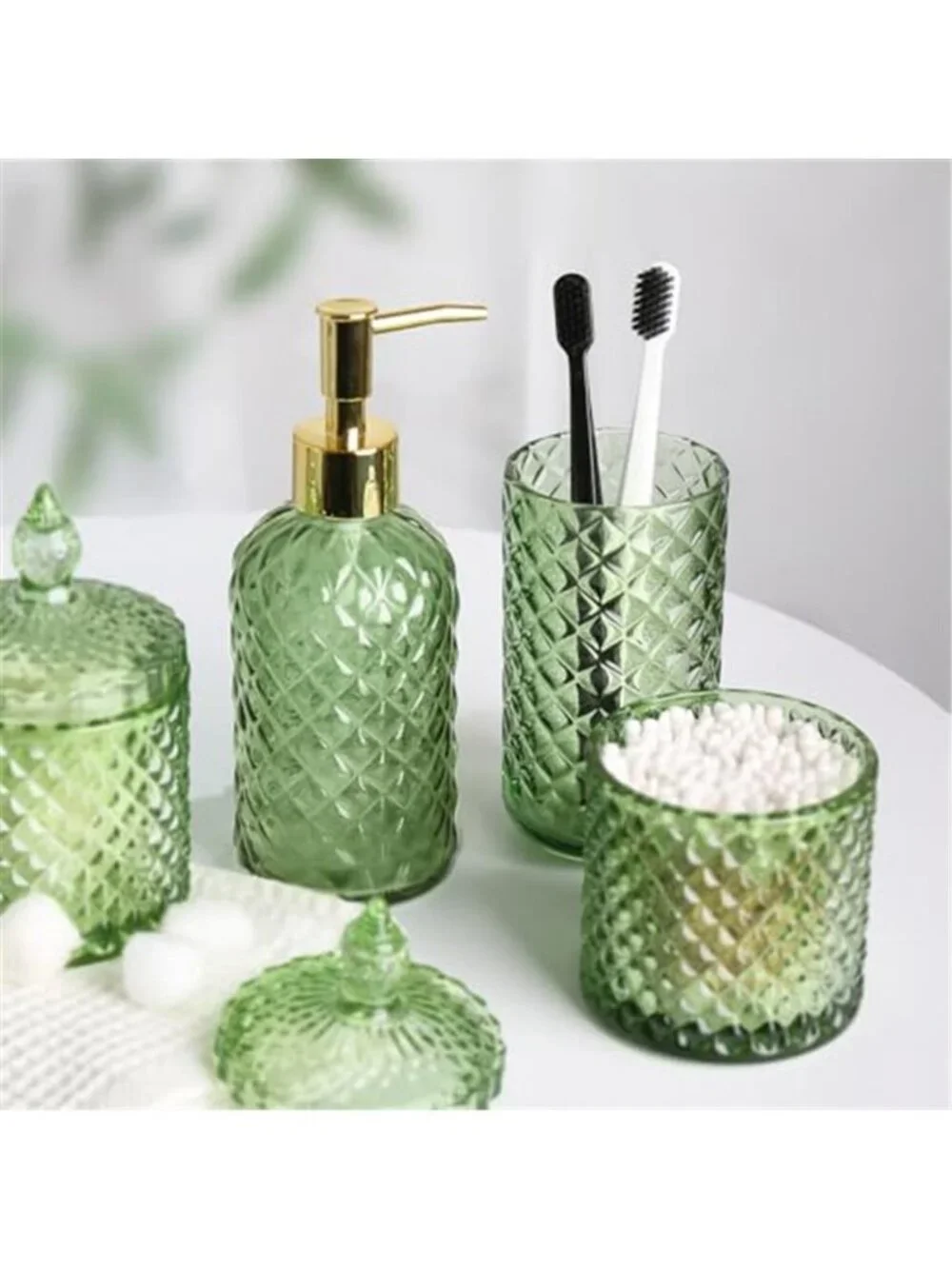 Green Bathroom Accessories Set, 4 Pack Olive Green Bathroom Decor Accessory Sets